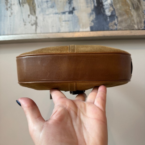 Vintage Coach Suede Crescent Ergo Hobo Shoulder Bag Buckle Flap Y2K G3Q-7557 - Picture 8 of 15